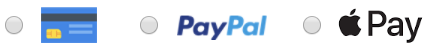 Credit card, PayPal or ApplePay